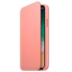 iPhone X Leather Folio in Soft Pink